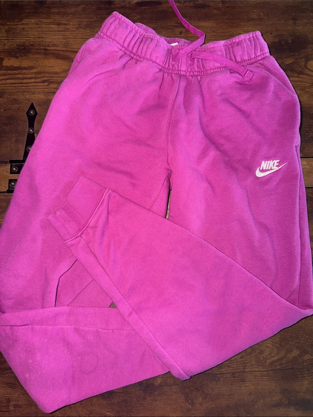 Nike women’s  Bright Pink Fleece Joggers with White Logo